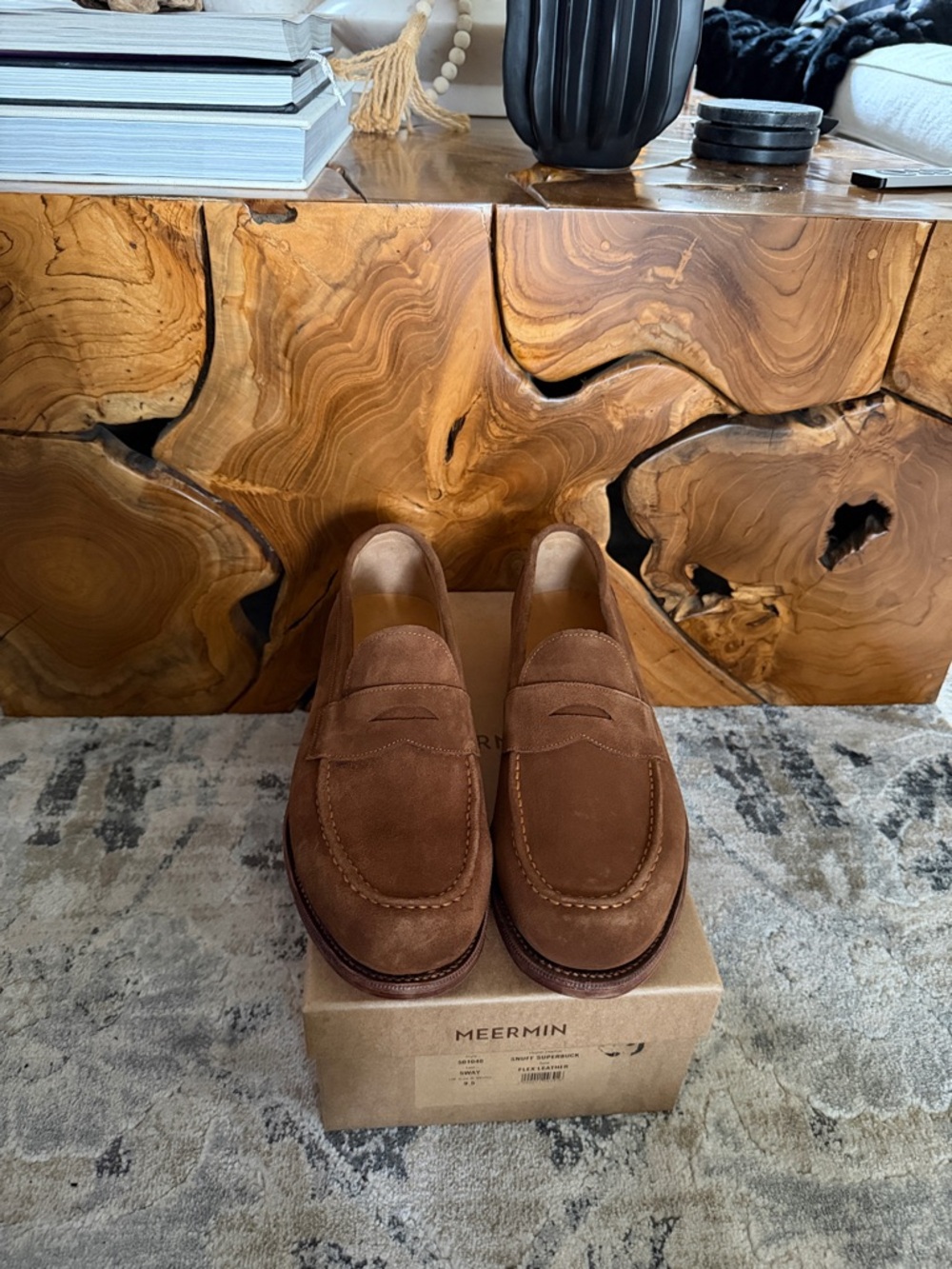 Meermin Brown Suede Penny Loafers